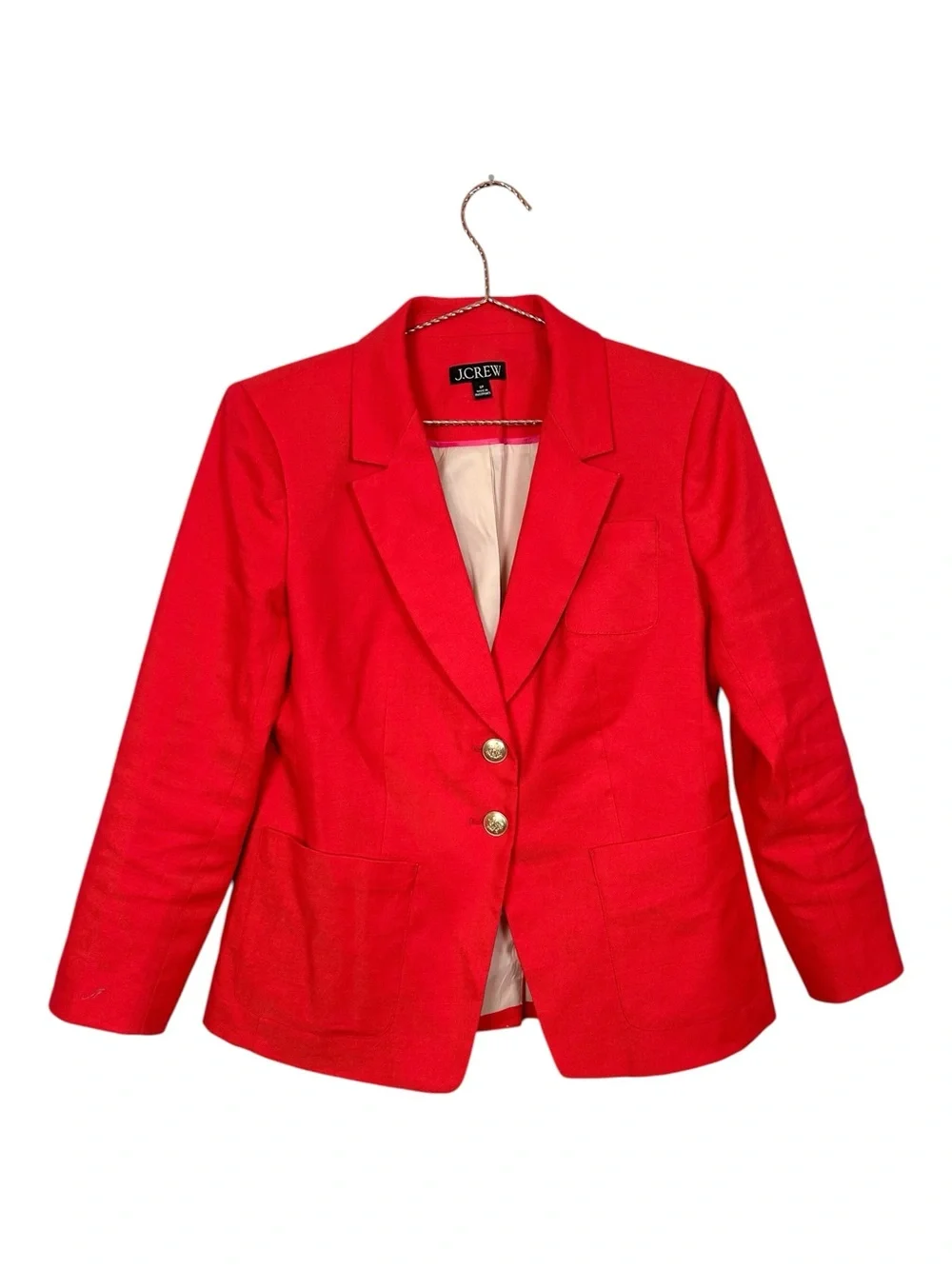 J.Crew Helena Stretch Linen Red Tailored Blazer